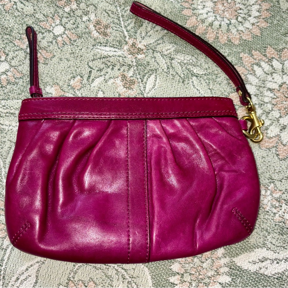 Coach Fuchsia Leather Wristlet - Picture 2 of 4